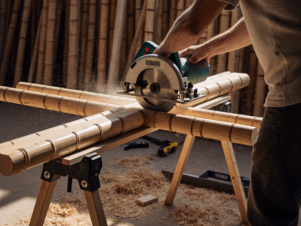 cutting_structural_bamboo_beams_with_a_circular_saw_on_a_temporary_jobsite_support