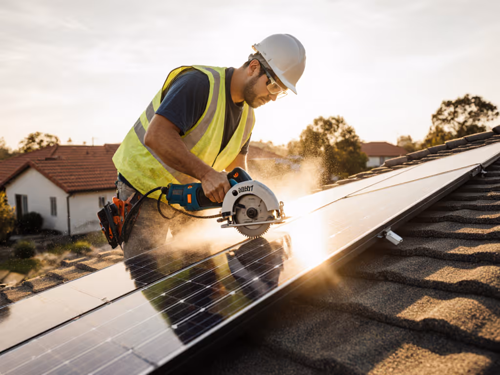 Solar Panel Circular Saw: Glare-Resistant Rooftop Cuts Tested